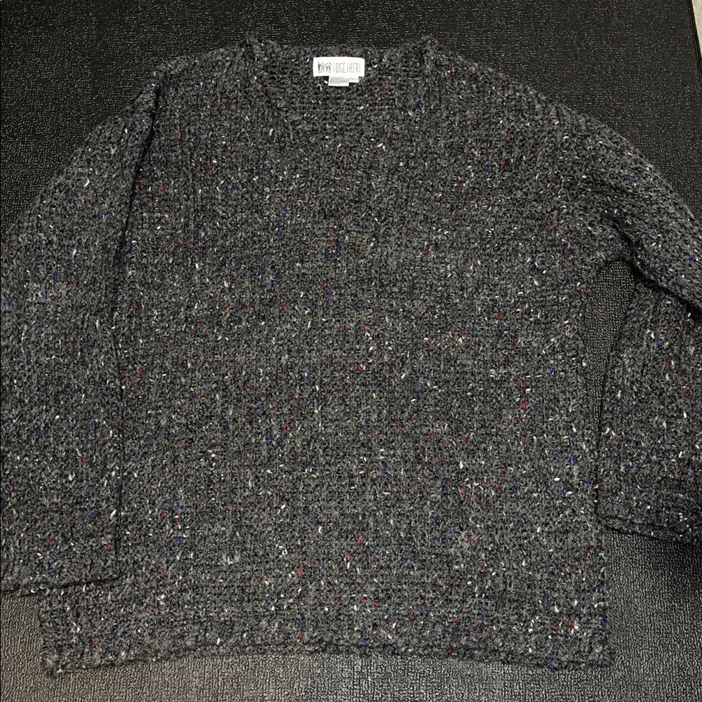 Together 90sGray Knit Sweater with Colorful Accents size large